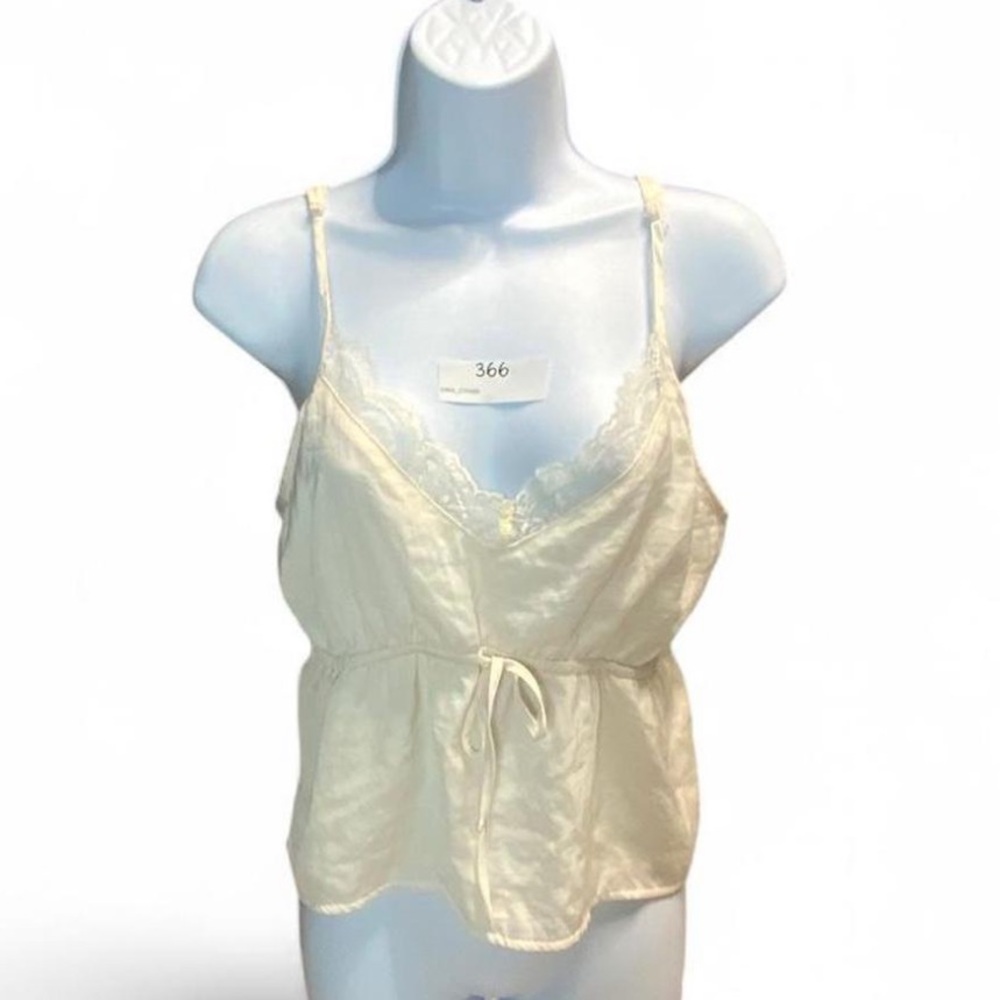 American Eagle Cream Cami with lace neckline and adjustable straps
